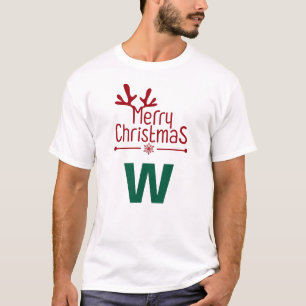Simple Elegant Christmas Family Monogrammed Name T-Shirt