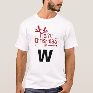 Simple Elegant Christmas Family Monogrammed Name T-Shirt