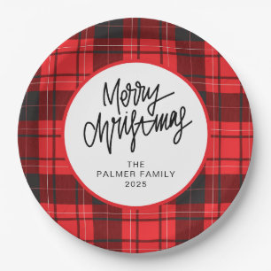 Simple Elegant  Christmas Family Name Paper Plate