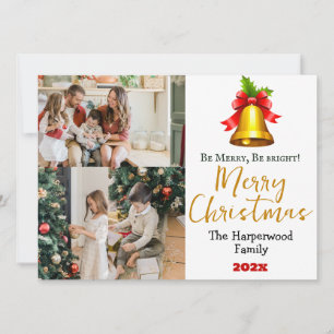 Simple Elegant Christmas Family Photo Collage Holiday Card
