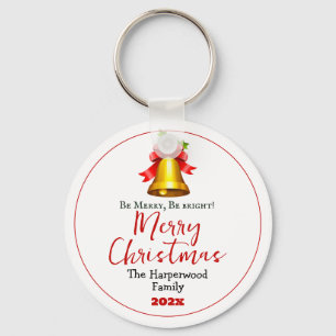 Simple Elegant Christmas Family Photo Collage Key Ring