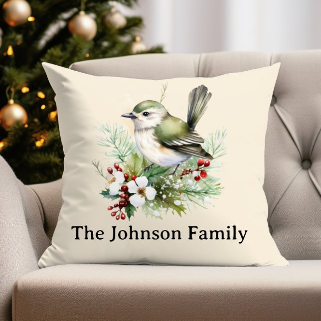 Simple Elegant Christmas Floral Bird Cushion (Creator Uploaded)