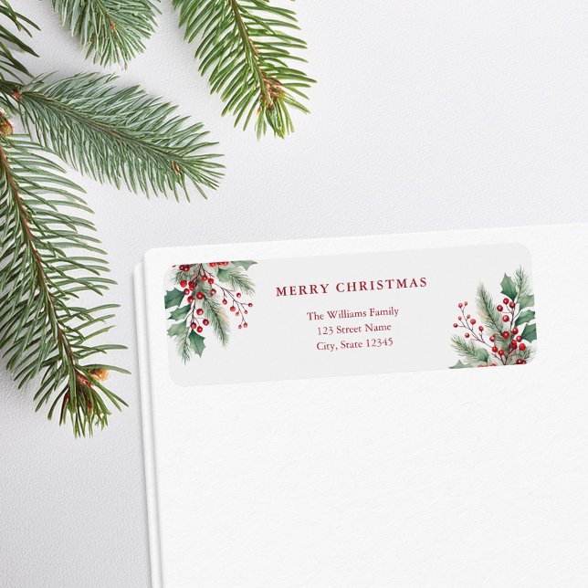 Simple Elegant Christmas Floral Return Address (Creator Uploaded)