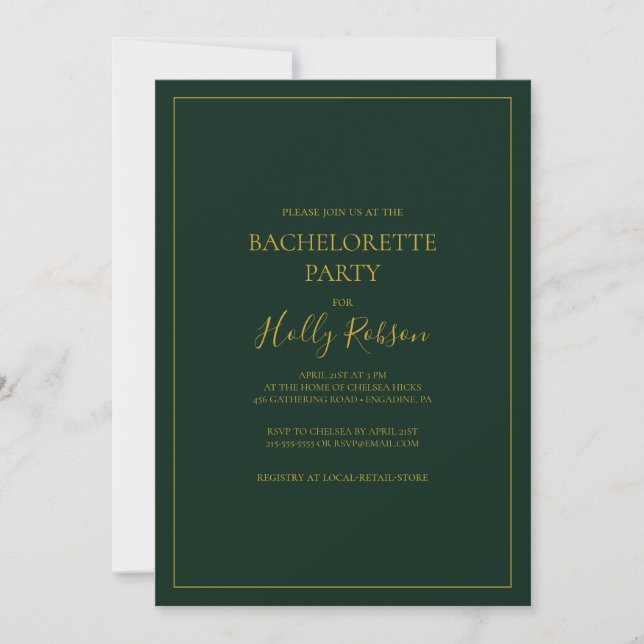 Simple Elegant Christmas Green Bachelorette Party Invitation (Front)