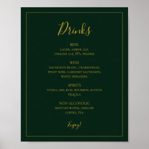 Simple Elegant Christmas   Green Drinks Menu Sign