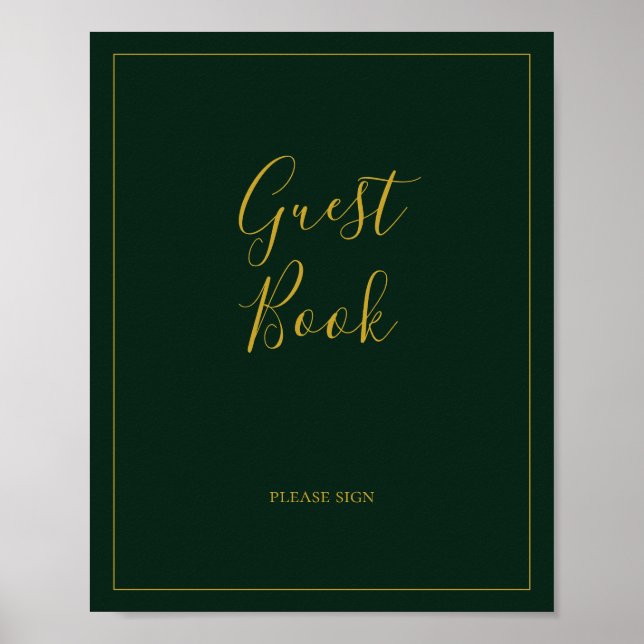 Simple Elegant Christmas | Green Guest Book Sign (Front)