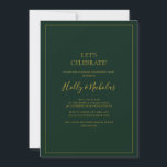 Simple Elegant Christmas | Green Let's Celebrate Invitation<br><div class="desc">This simple elegant Christmas | green let's celebrate invitation is perfect for your minimalist modern winter wedding. The classic gold luxury calligraphy, along with the traditional green background, all bordered with a minimal frame, is sure to complete the colourful holiday vibe you're looking for. You can personalise with your own...</div>