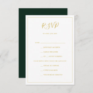 Simple Elegant Christmas Green Menu Choice RSVP