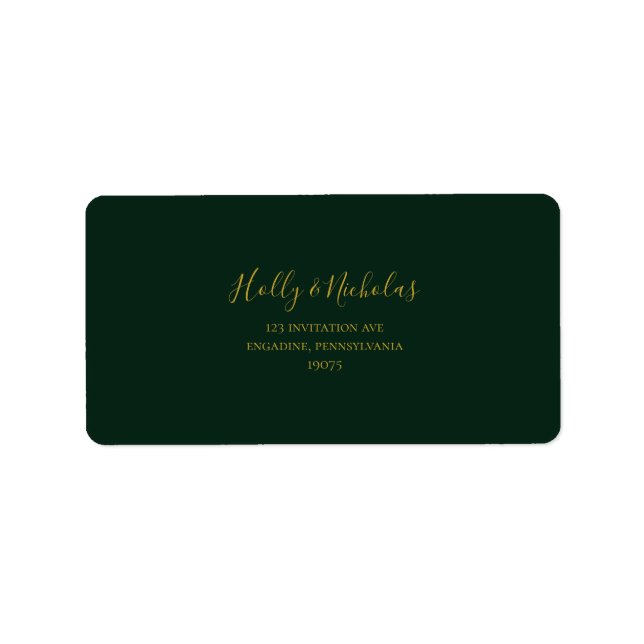 Simple Elegant Christmas | Green RSVP Address Label (Front)