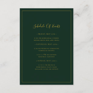 Simple Elegant Christmas Green Schedule of Events Enclosure Card