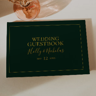 Simple Elegant Christmas Green Wedding Guest Book