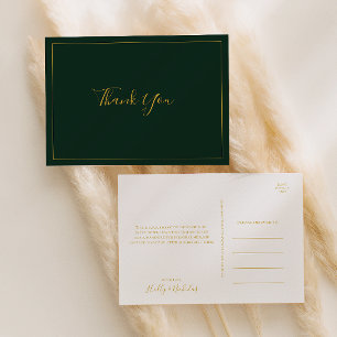Simple Elegant Christmas   Green Wedding Thank You Postcard