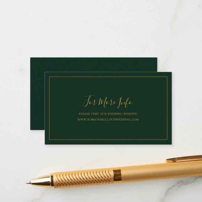 Simple Elegant Christmas | Green Wedding Website Enclosure Card (Front/Back In Situ)