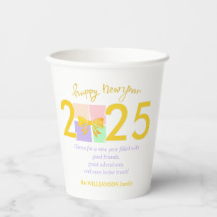 Simple Elegant Christmas New Year Gift Box Bow Paper Cups