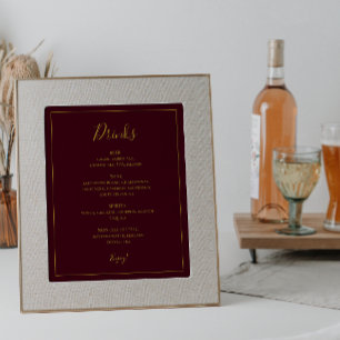 Simple Elegant Christmas Red Drinks Menu Sign