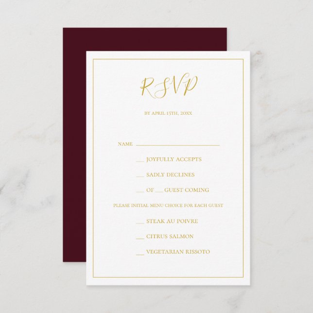 Simple Elegant Christmas | Red Menu Choice RSVP (Front/Back)