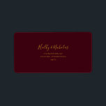 Simple Elegant Christmas | Red RSVP Address Label<br><div class="desc">This simple elegant Christmas | red RSVP address label is perfect for your minimalist modern winter wedding. The classic gold luxury calligraphy, along with the traditional red background, is sure to complete the holiday vibe you're looking for. You can personalise with your own photos or graphics or keep it as...</div>