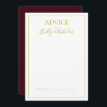 Simple Elegant Christmas | Red Wedding Advice Card<br><div class="desc">This simple elegant Christmas | red wedding advice card is perfect for your minimalist modern winter wedding. The classic gold luxury calligraphy, along with the traditional red background, all bordered with a minimal frame, is sure to complete the colourful holiday vibe you're looking for. You can personalise with your own...</div>
