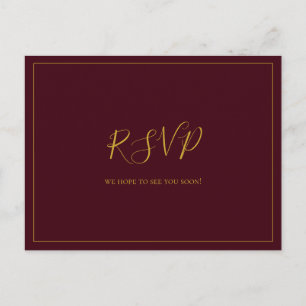 Simple Elegant Christmas   Red Wedding RSVP Postcard
