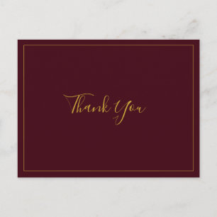 Simple Elegant Christmas   Red Wedding Thank You Postcard