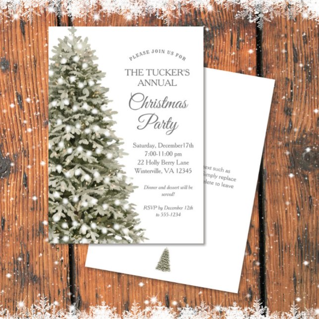 Simple Elegant Christmas Tree Christmas Party Invitation (Creator Uploaded)