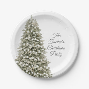 Simple Elegant Christmas Tree Christmas Party Paper Plate