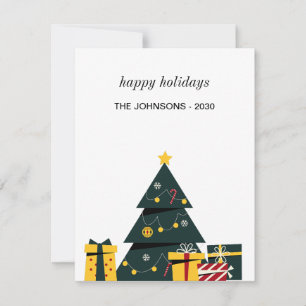 Simple Elegant Christmas Tree Gift Box Holiday Card