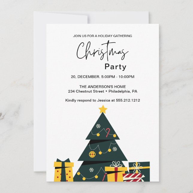 Simple Elegant Christmas Tree Gift Box Invitation (Front)