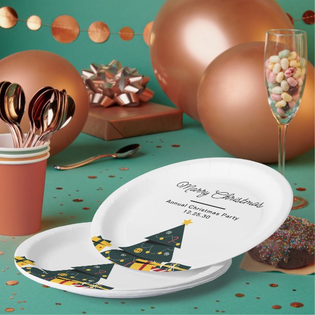 Simple Elegant Christmas Tree Gift Box Paper Plate (Multi)