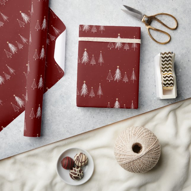 Simple Elegant Christmas Tree Pattern Holiday   Wrapping Paper (Crafts)