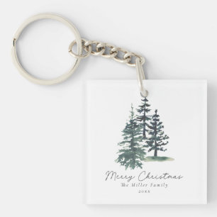 Simple Elegant Christmas tree Pine tree Key Ring
