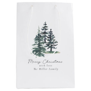 Simple Elegant Christmas tree Pine tree Medium Gift Bag