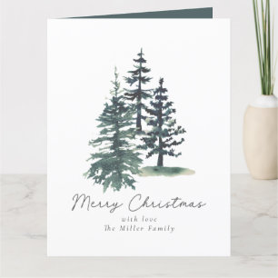 Simple Elegant Christmas tree   Pine tree  Thank You Card