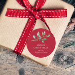 Simple Elegant Christmas Watercolor Botanical Classic Round Sticker<br><div class="desc">Simple Elegant Christmas Watercolor Botanical Classic Round Sticker features a beautiful watercolor illustration of seasonal greenery and holly berries,  along with elegant type.</div>