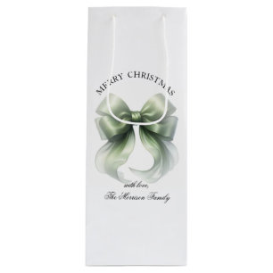 Simple Elegant Christmas Watercolor Wine Gift Bag