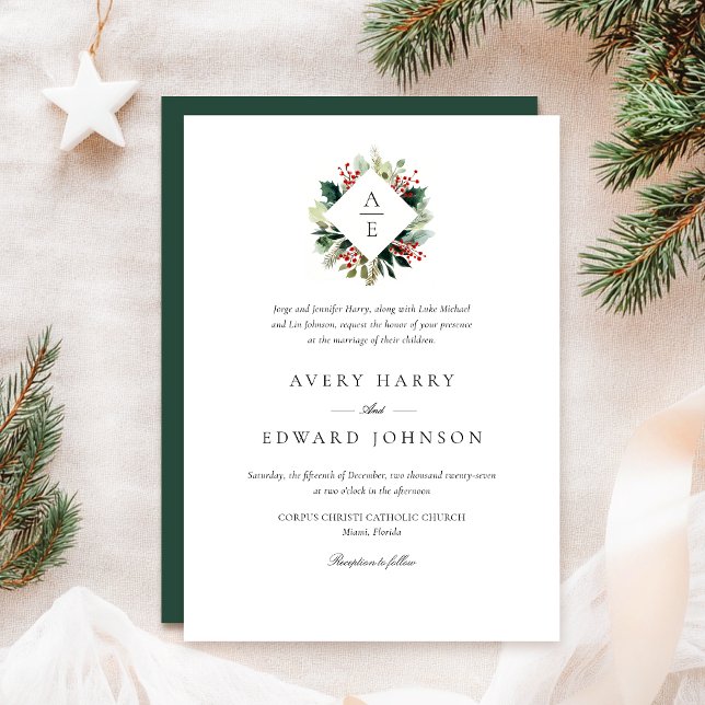 Simple Elegant Christmas Wedding  Invitation (Creator Uploaded)