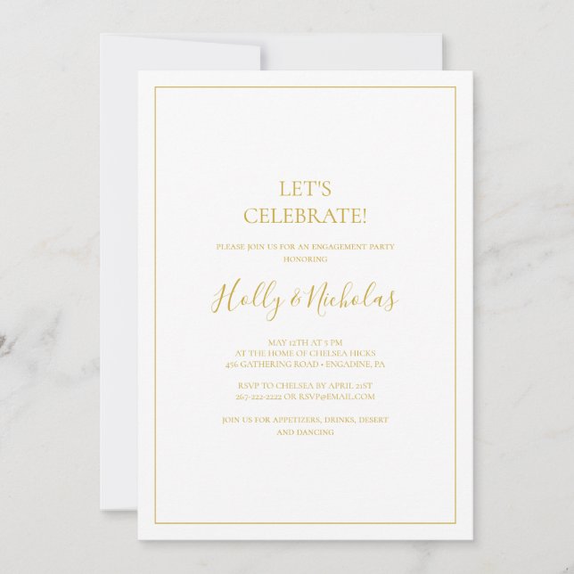 Simple Elegant Christmas | White Let's Celebrate  Invitation (Front)