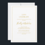 Simple Elegant Christmas | White Let's Celebrate  Invitation<br><div class="desc">This simple elegant Christmas | white let's celebrate invitation is perfect for your minimalist modern winter wedding. The classic gold luxury calligraphy, along with the traditional white background, all bordered with a minimal frame, is sure to complete the colourful holiday vibe you're looking for. You can personalise with your own...</div>