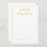 Simple Elegant Christmas | White Wedding Advice Card<br><div class="desc">This simple elegant Christmas | white wedding advice card is perfect for your minimalist modern winter wedding. The classic gold luxury calligraphy, along with the traditional white background, all bordered with a minimal frame, is sure to complete the colourful holiday vibe you're looking for. You can personalise with your own...</div>