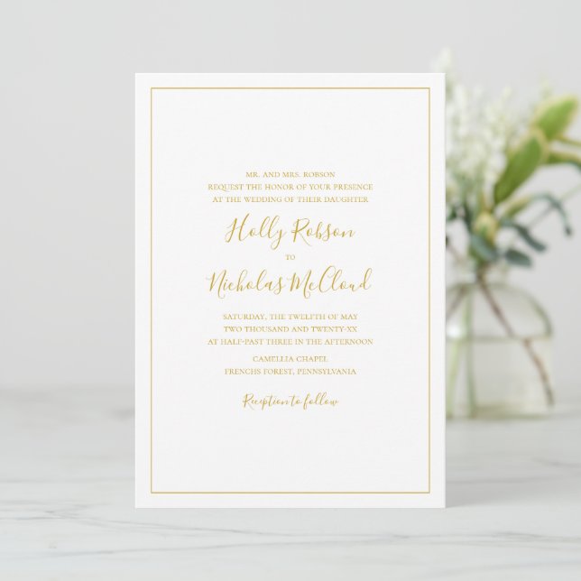 Simple Elegant Christmas White Wedding Invitation (Standing Front)