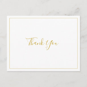 Simple Elegant Christmas White Wedding Thank You Postcard