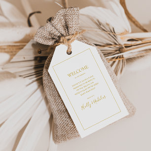 Simple Elegant Christmas White Wedding Welcome Gift Tags