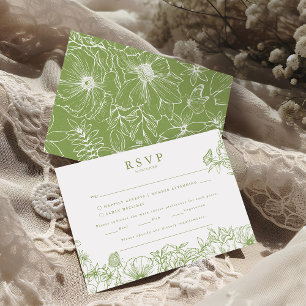 Simple Elegant Citrus Green Garden Wedding RSVP Enclosure Card