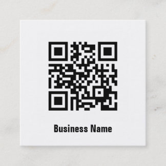 Simple elegant classic black and white QR Code Square Business Card