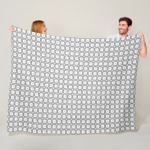 Simple Elegant Classic Black White Square Pattern Fleece Blanket