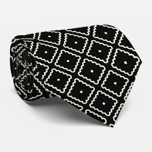 Simple Elegant Classic Black White Square  Tie