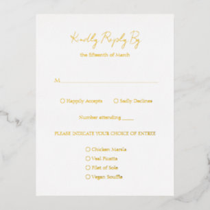 Simple Elegant Classic Gold Foil Wedding RSVP Card