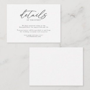 Simple Elegant Classic Handwritten Wedding Details Enclosure Card