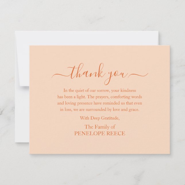 Simple Elegant Classic Memorial Bereavement Grief  Card (Front)