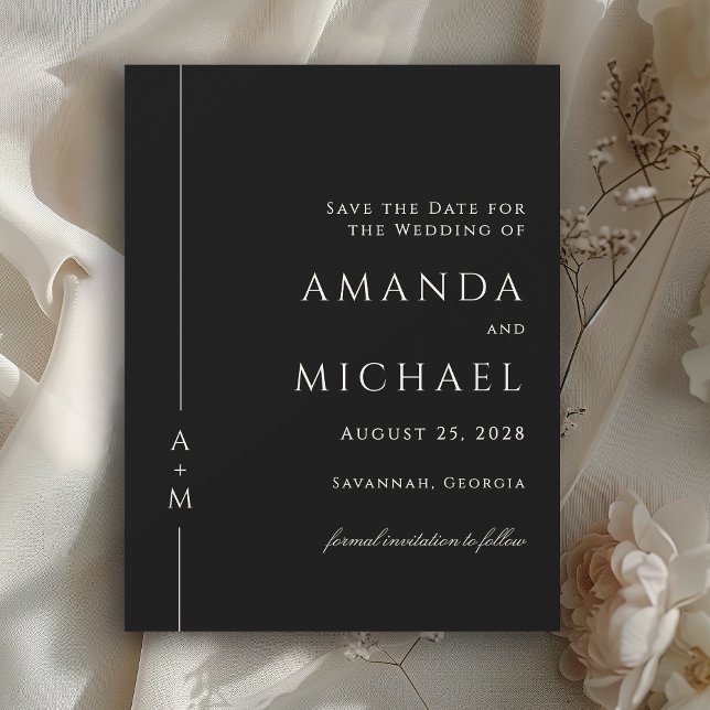 Simple Elegant Classic Monogram Save the Date (Available in both printed and instant download digital formats.)